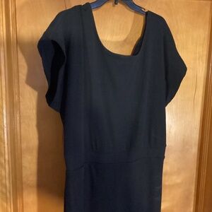Anthropologie Black Ribbed Cotton Tall Girl Criss Cross Dress 1X